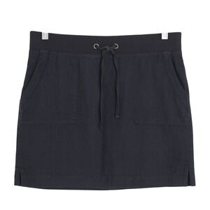Athleta  Navy Linen Drawstring Mini Skirt Size 10 Preppy Beachy Coastal